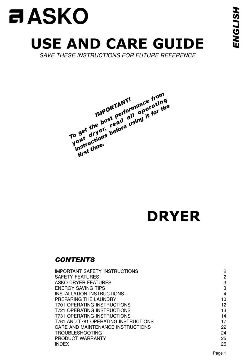 Asko T701 User manual