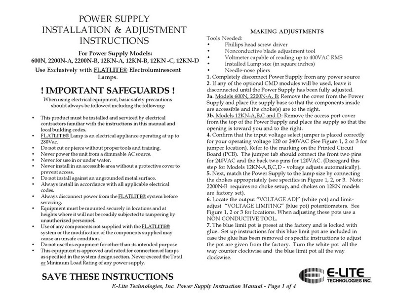 Elite 600N Installation & adjustment instructions