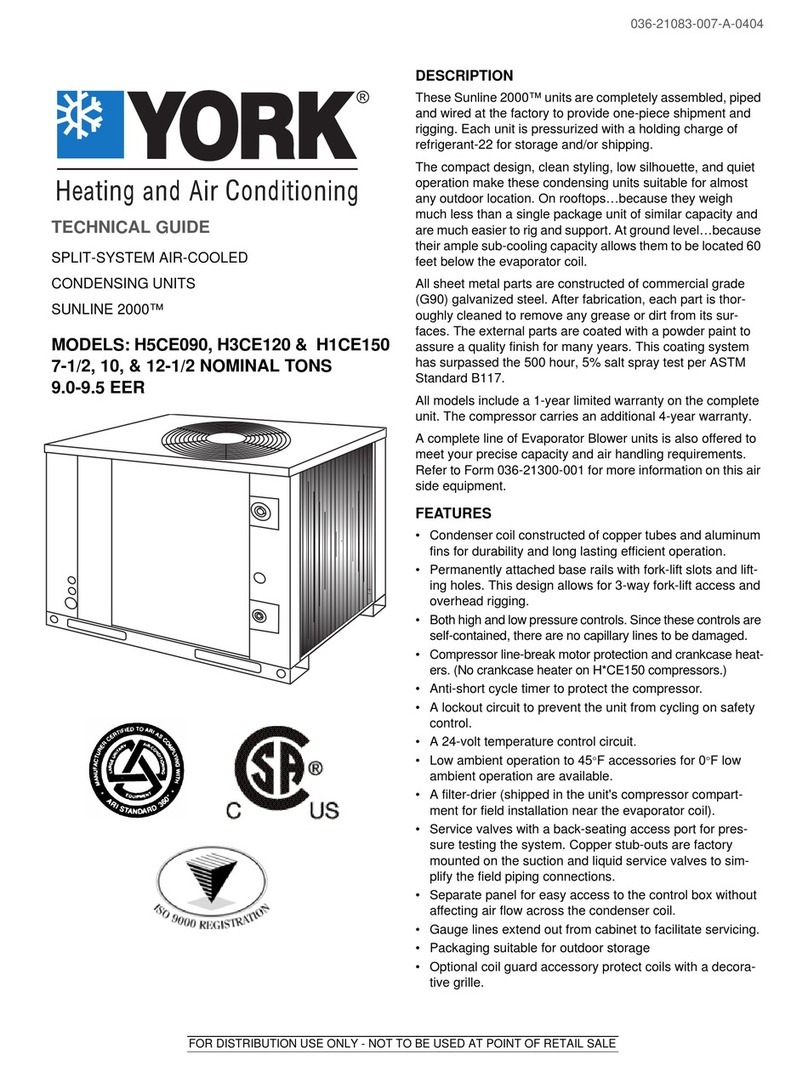 York H5CE090 Quick start guide