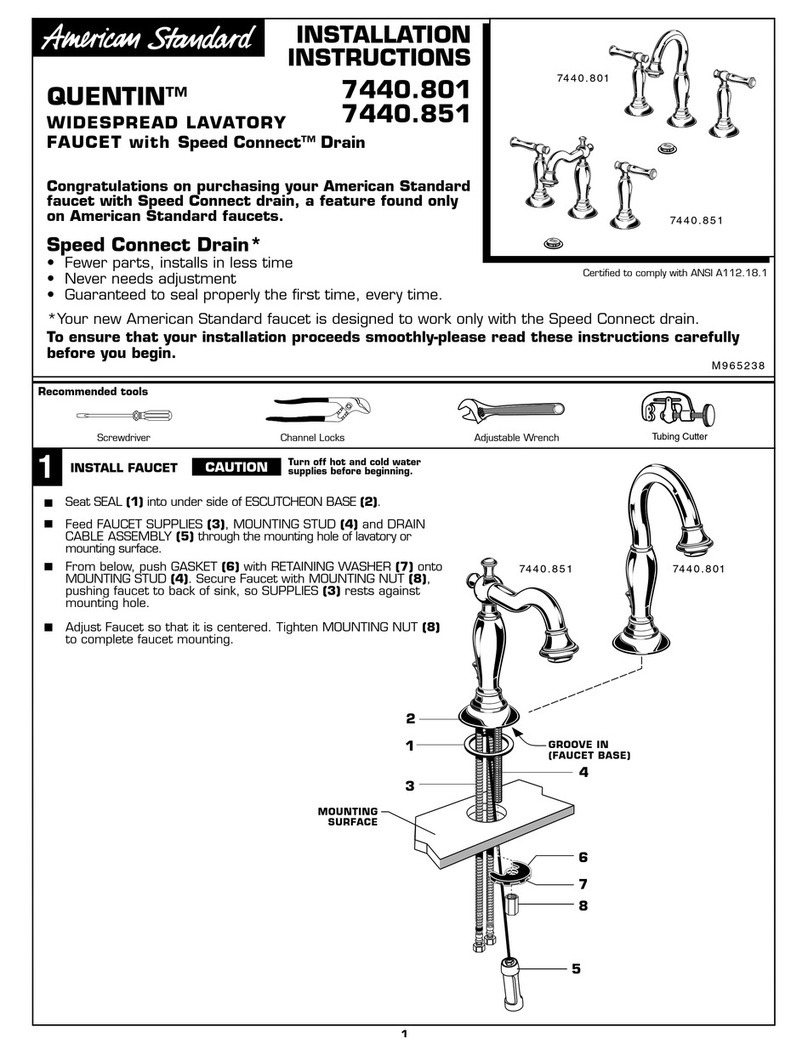American Standard QUENTIN 7440.801 installation instructions American Standard QUENTIN 7440.801 installation instructions