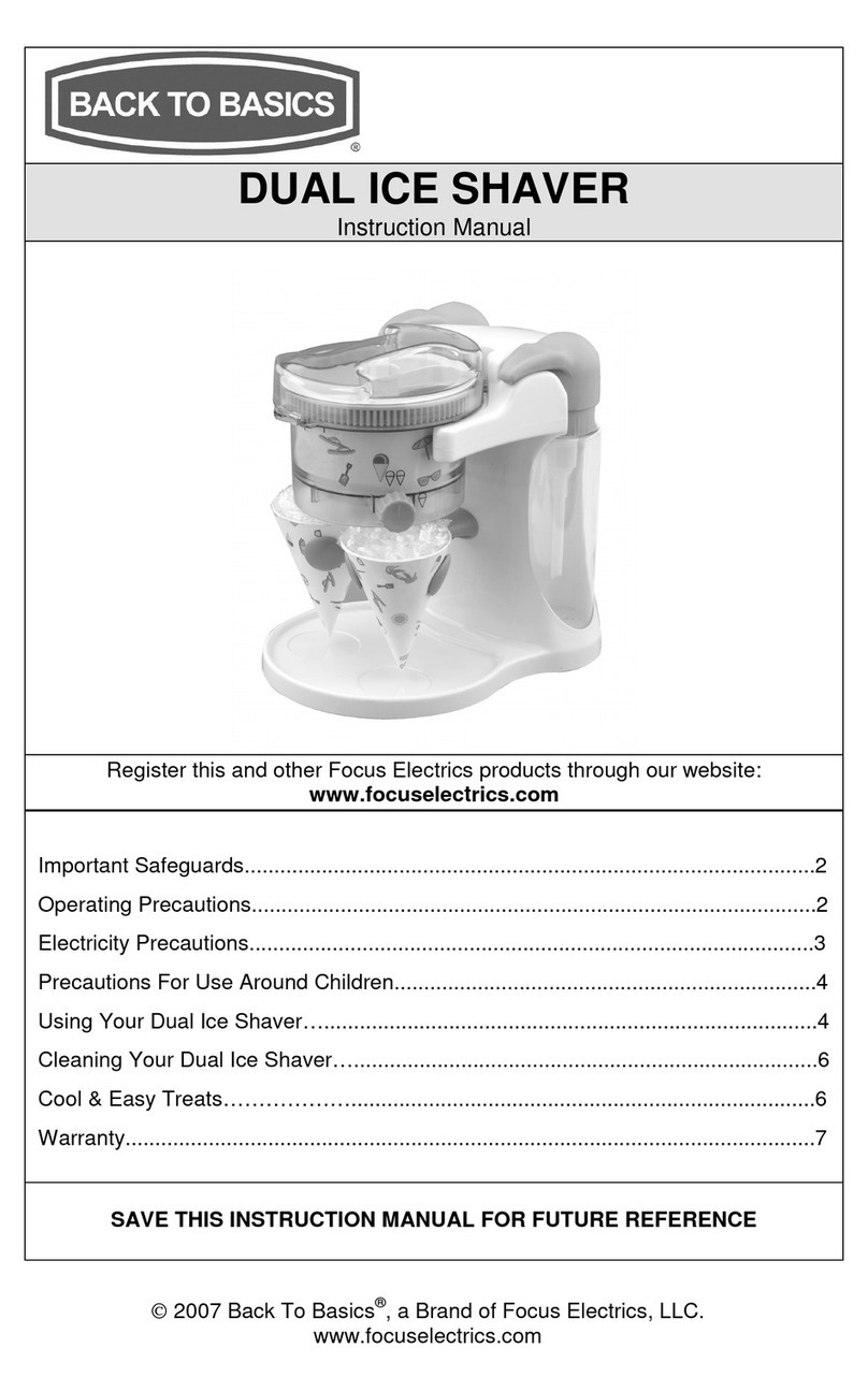 Back to Basics Electric Ice Shaver User manual