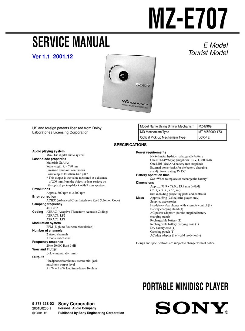 Sony Walkman MZ-E707 User manual