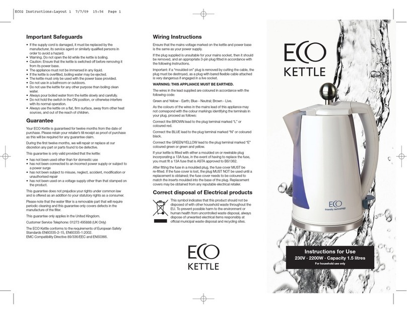 Ecco Kettle Instructions for use