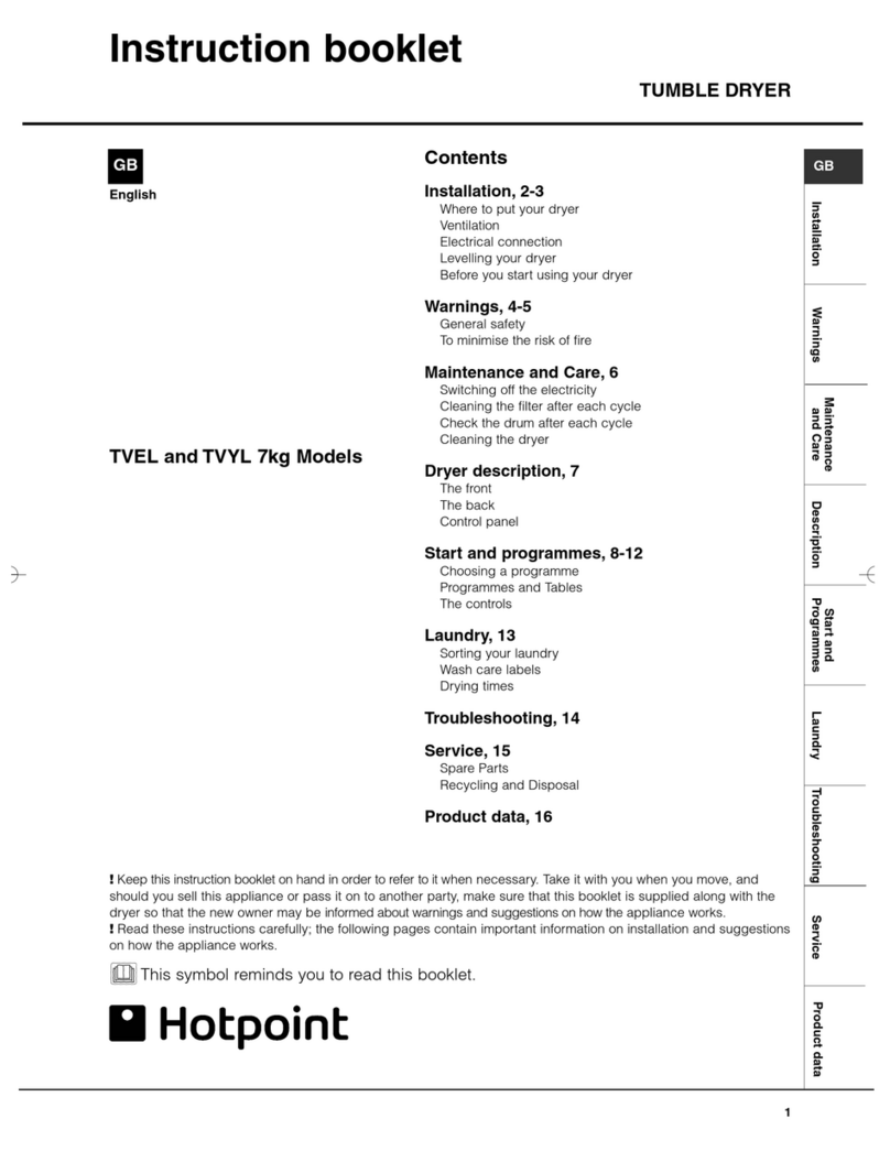 Hotpoint TVEL Instruction booklet