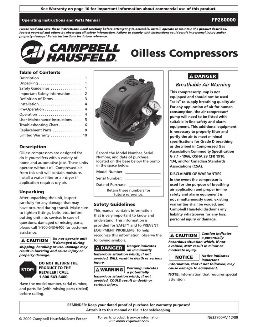 Campbell Hausfeld FP260000 Service manual