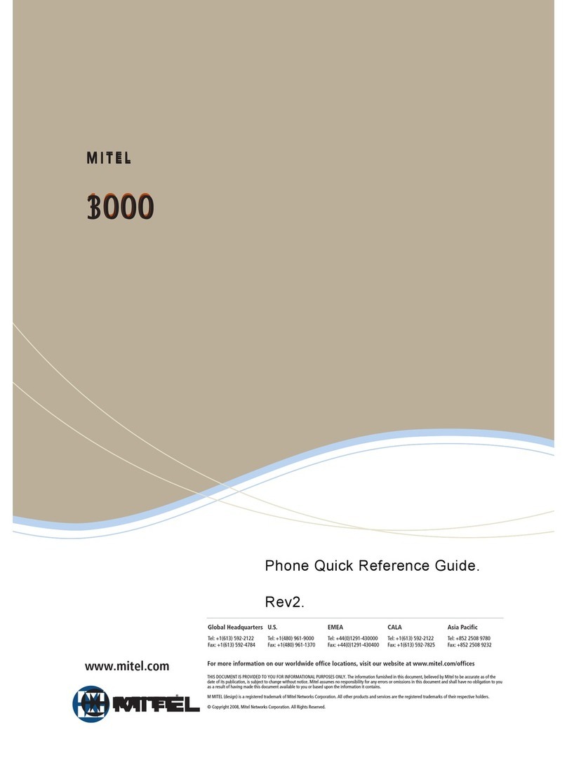 Mitel Superset 1000 Quick reference guide