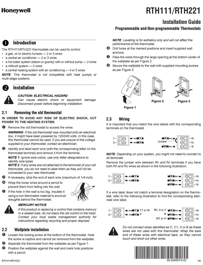 Honeywell RTH111 series installation guide