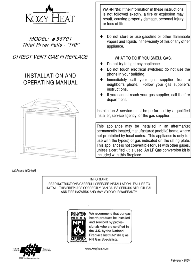 kozy heat 56701 Installation and operating manual