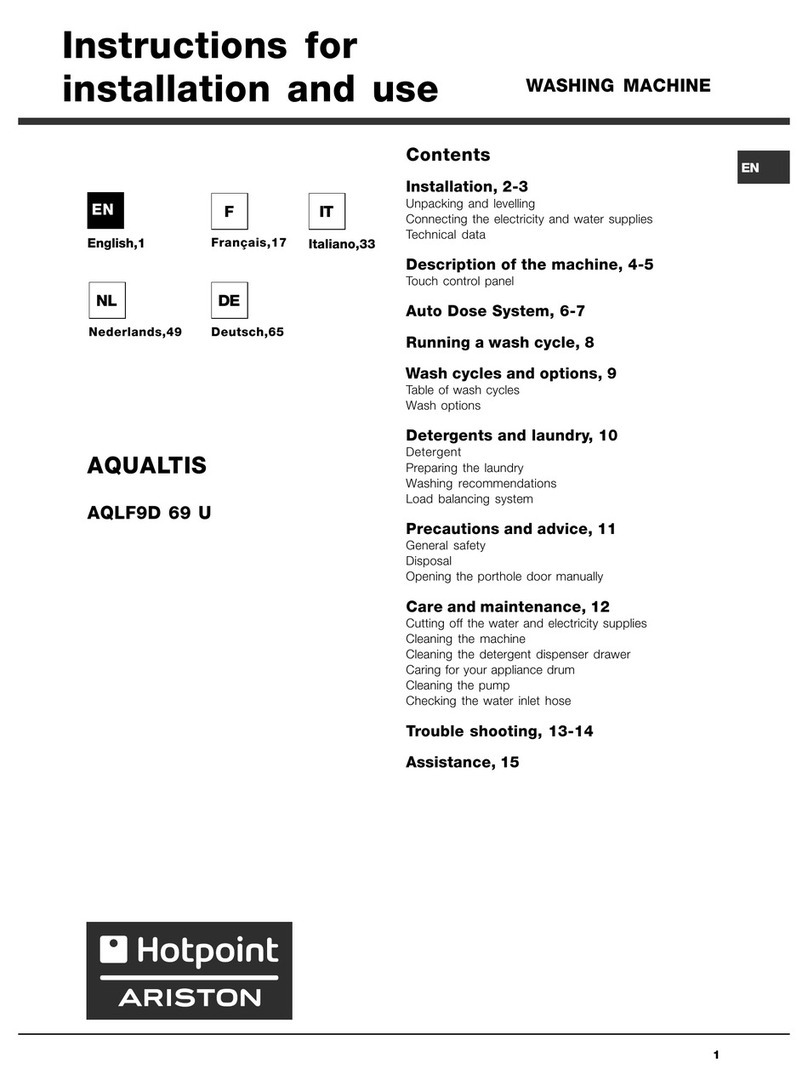Hotpoint Ariston AQLF9D 69 U Instructions for installation and use
