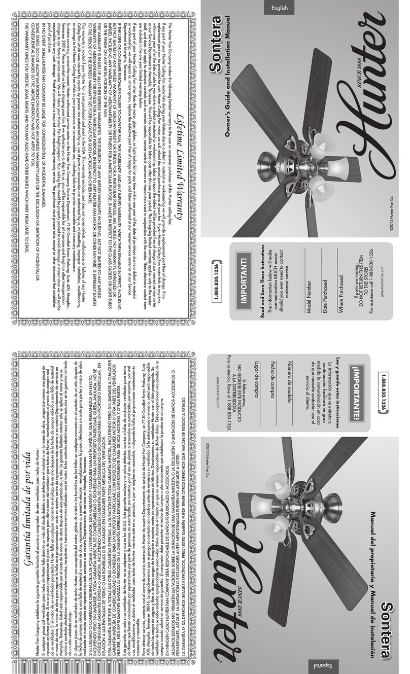 Hunter Sontera Instruction manual