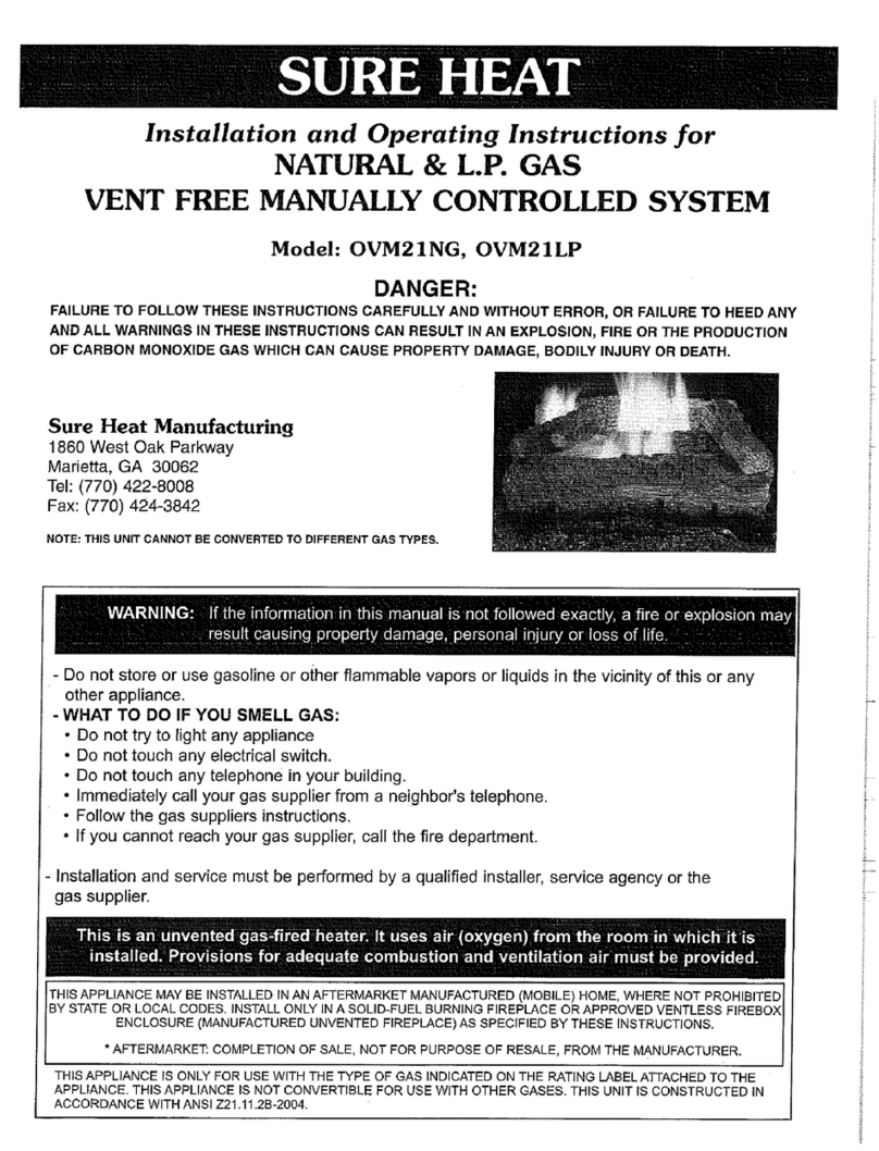 Sure Heat OVM21NG Insta;;ation and operating instructions