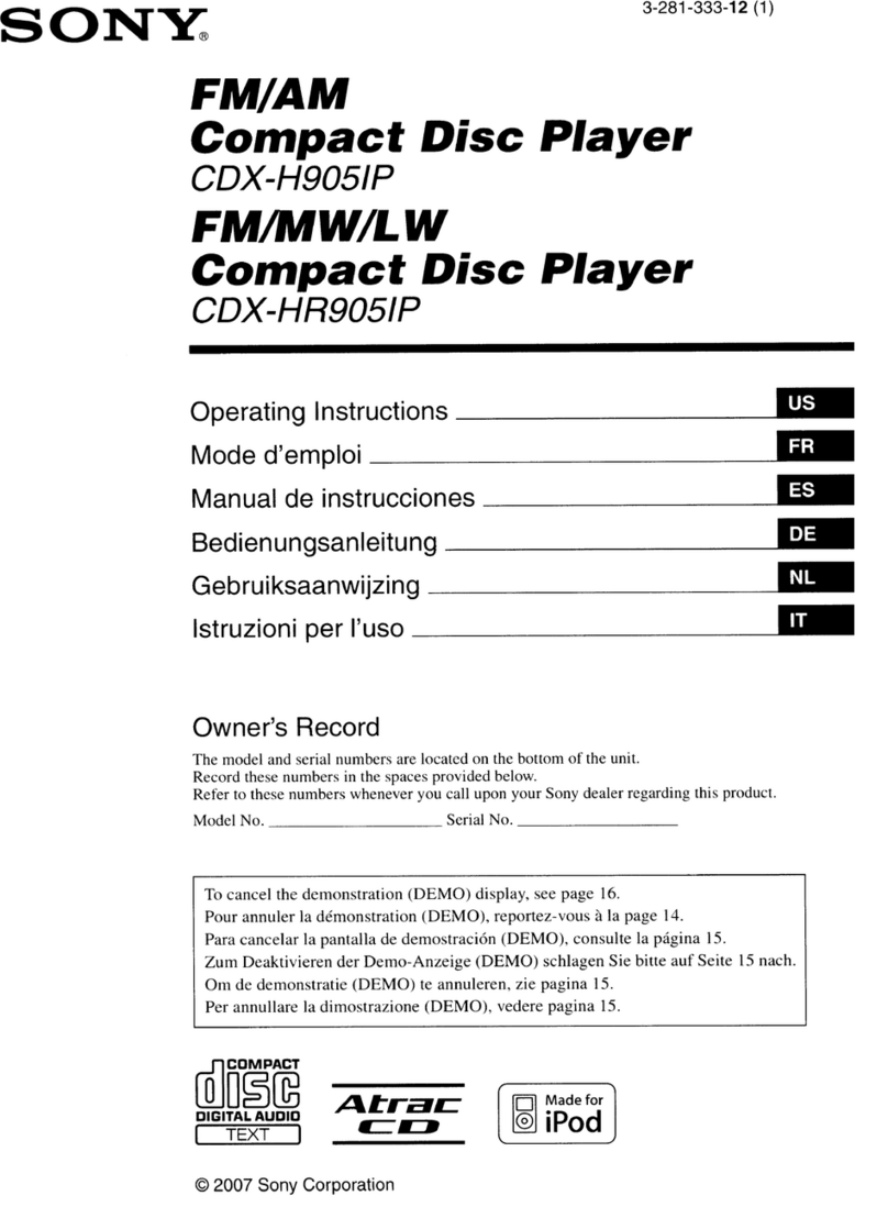 Sony CDX-H905IP User manual