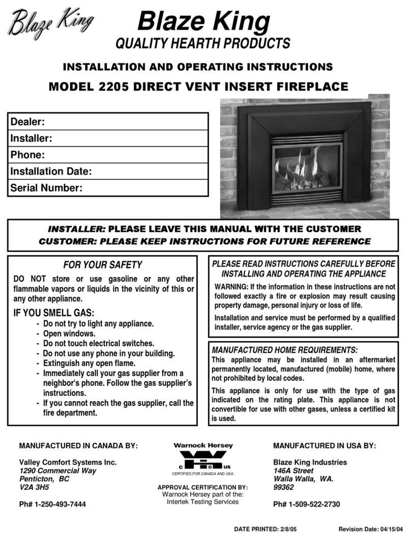 Blaze King 2205 Installation and operating instructions Blaze King 2205 Installation and operating instructions