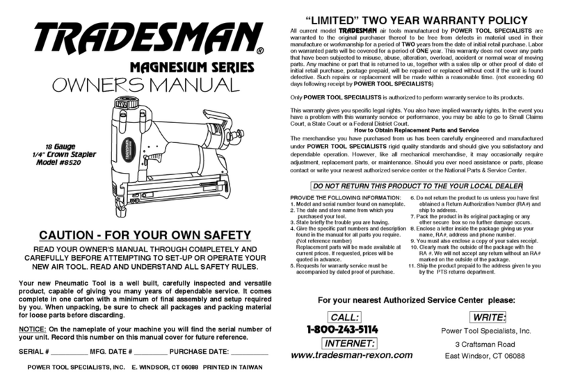 Tradesman MAGNESIUM 8520 owner's manual