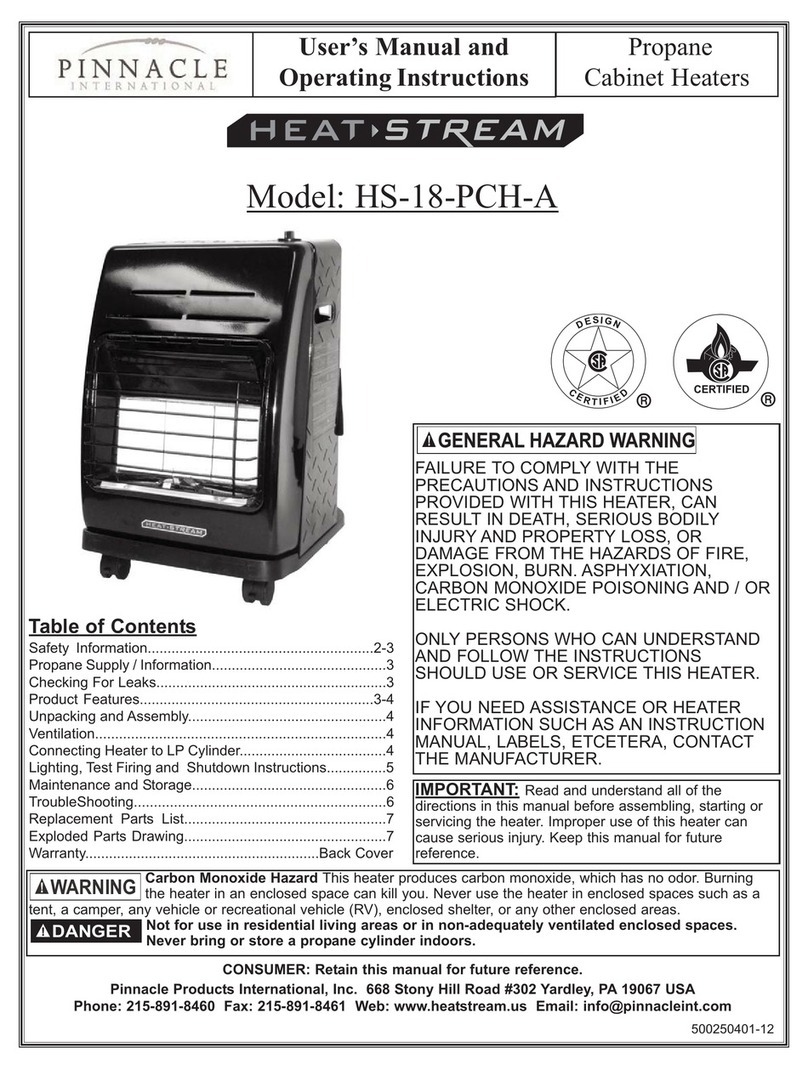 Pinnacle Products International Heat-Stream HS-18-PCH-A User's manual and operating instructions Pinnacle Products International Heat-Stream HS-18-PCH-A User's manual and operating instructions