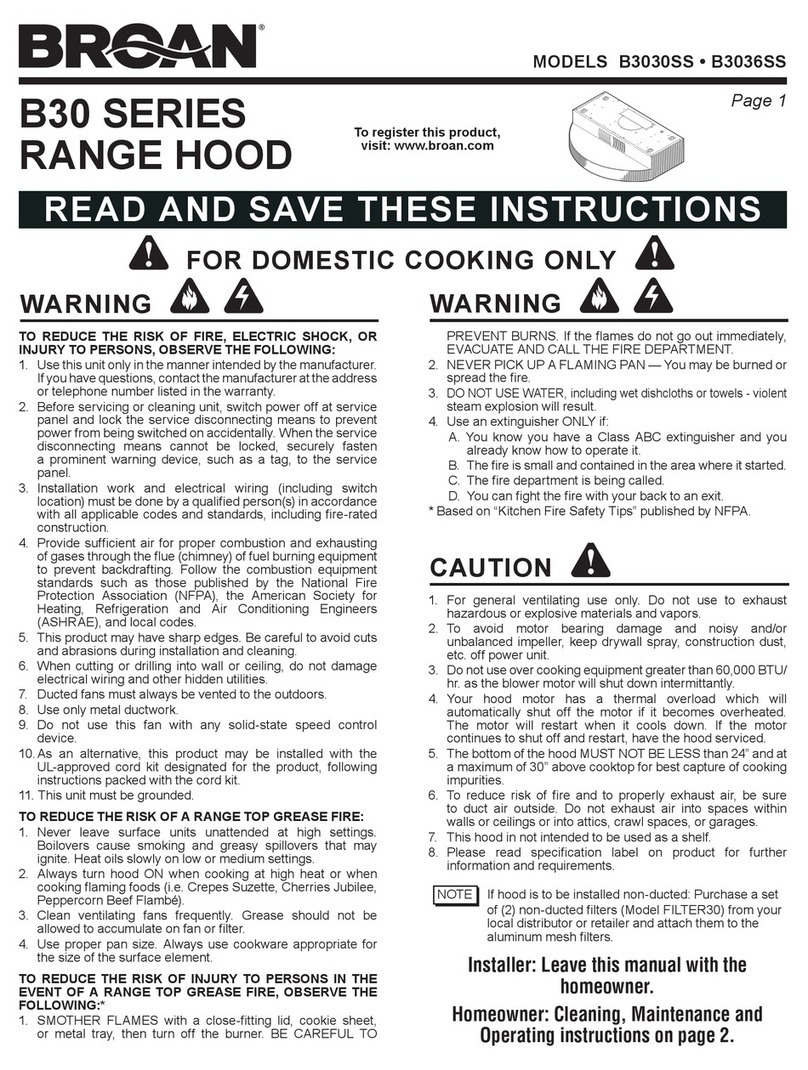 Broan B3030SS User manual