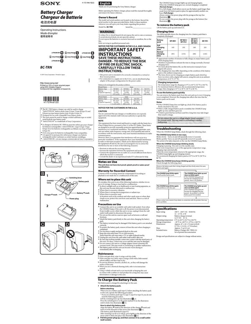 Sony BC-TRN operating instructions Sony BC-TRN operating instructions