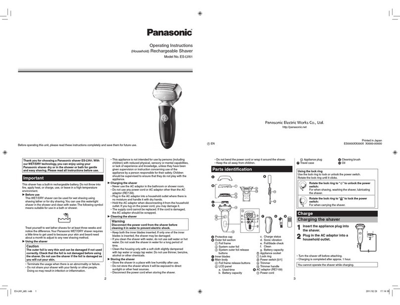 Panasonic ES-LV61 operating instructions