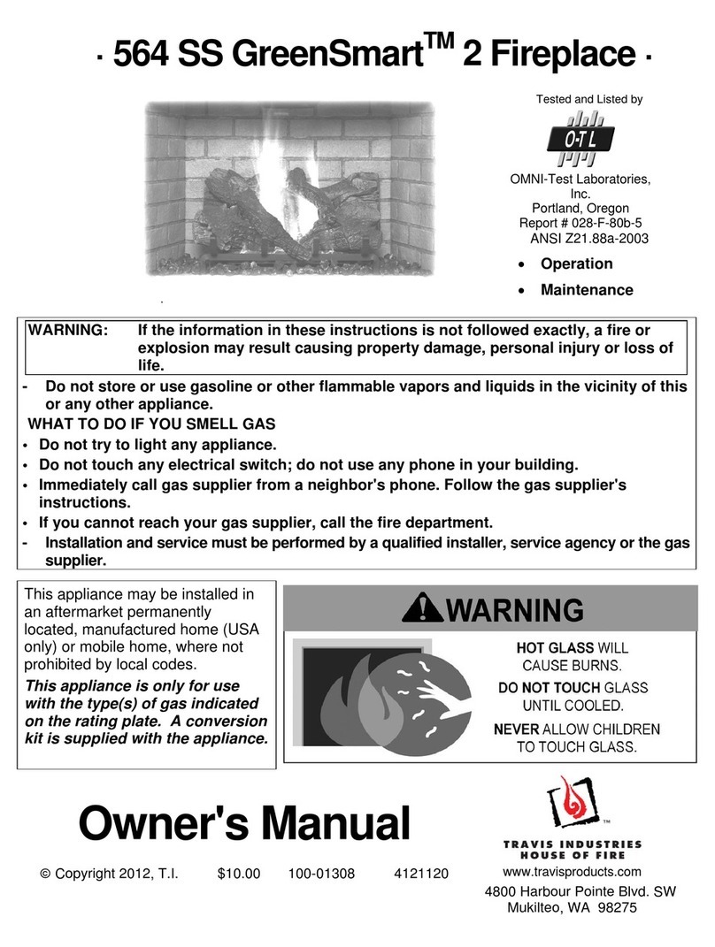 Travis Industries GreenSmart Fireplace 564 SS User manual