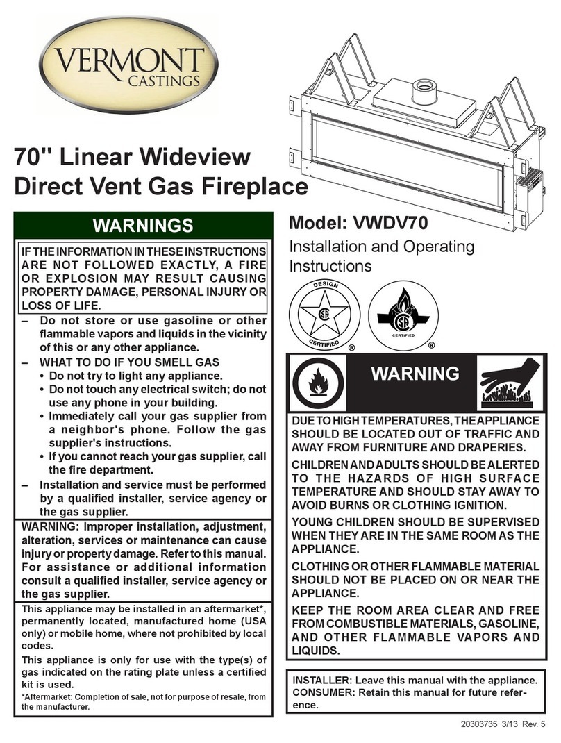 Vermont Castings VWDV70 Installation and operating instructions