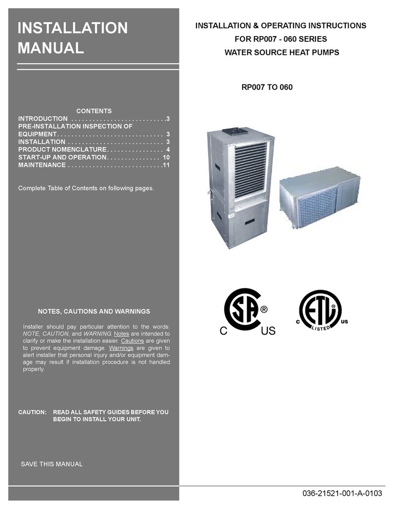 Unitary products group RP007 Series Installation & operating instructions