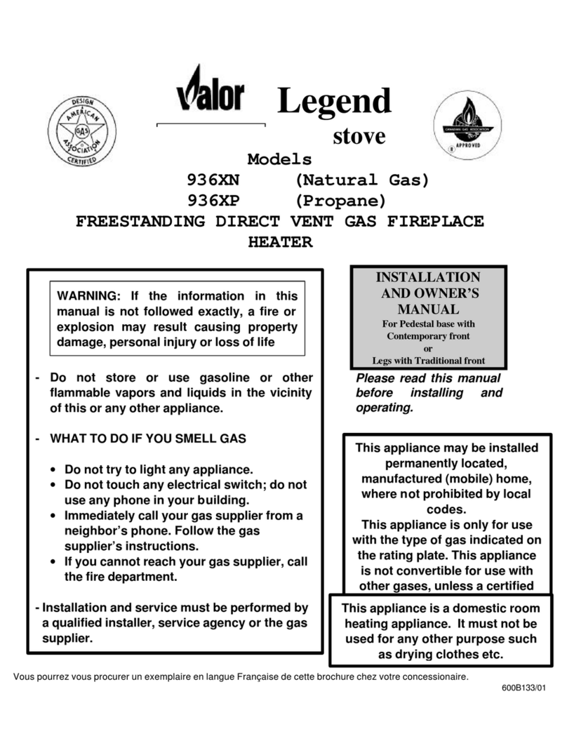 Valor Legend 936XN Installation instructions