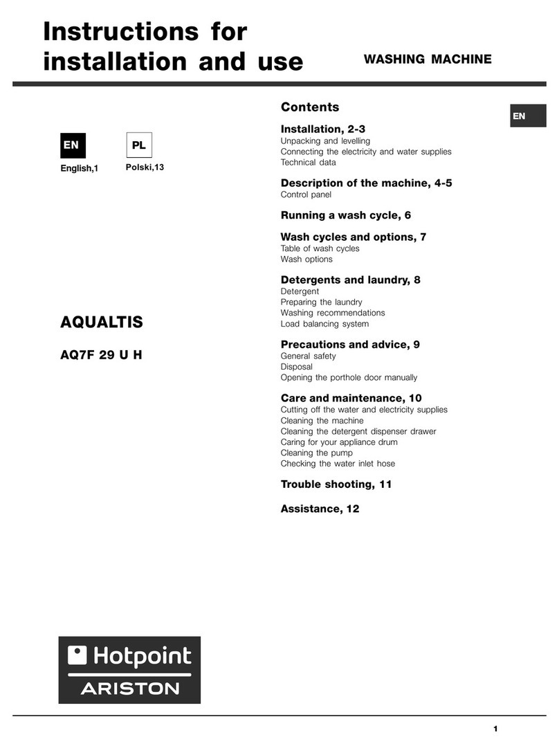 Hotpoint Ariston AQ7F 29 U H Instructions for installation and use Hotpoint Ariston AQ7F 29 U H Instructions for installation and use