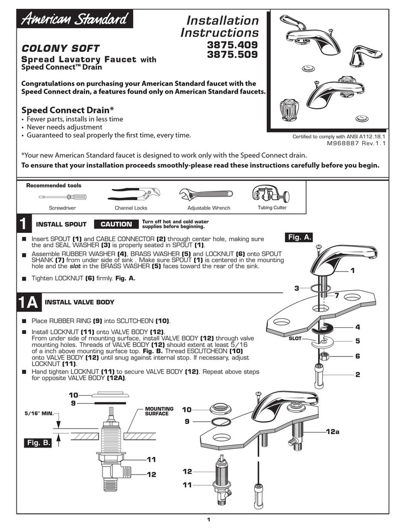 American Standard COLONY SOFT 3875.409 installation instructions