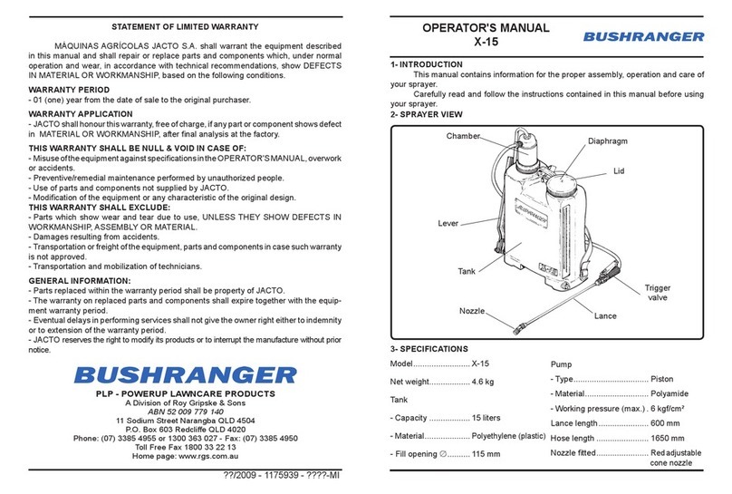 Bushranger X-15 Operator's manual