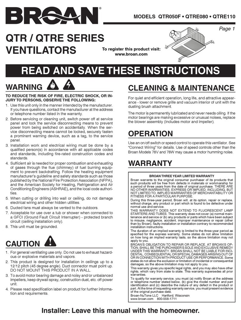 Broan qtr050F User manual