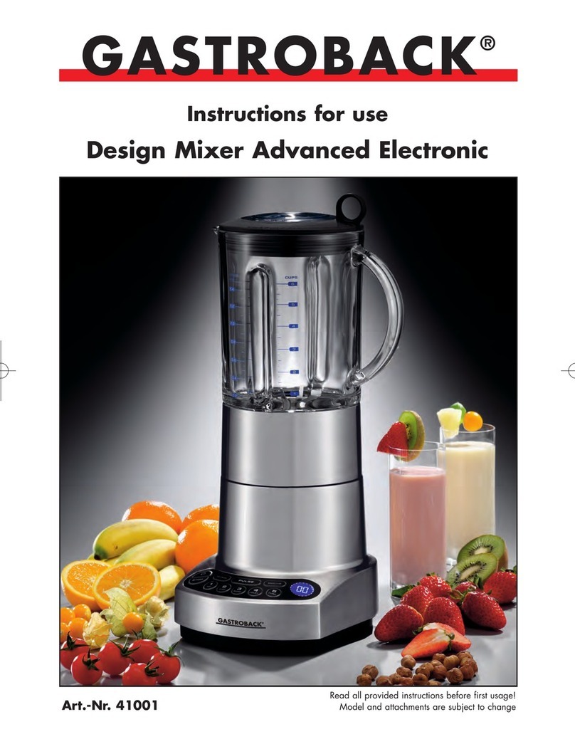 Gastroback Design Mixer Advanced Electronic User manual Gastroback Design Mixer Advanced Electronic User manual