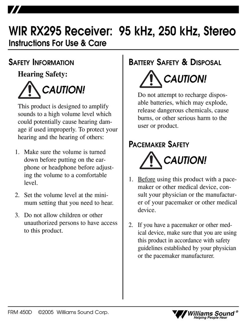 Williams Sound WIR RX295 Instructions for use & care