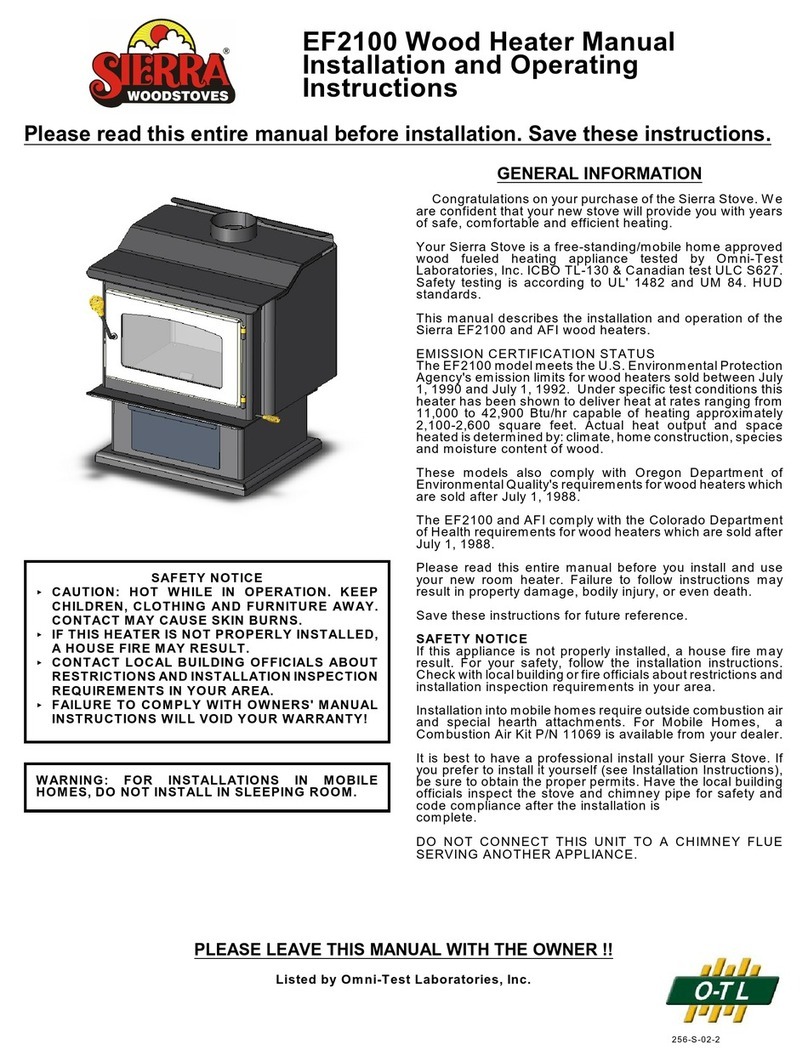 Sierra EF2100 Nstallation and operating instructions Sierra EF2100 Nstallation and operating instructions