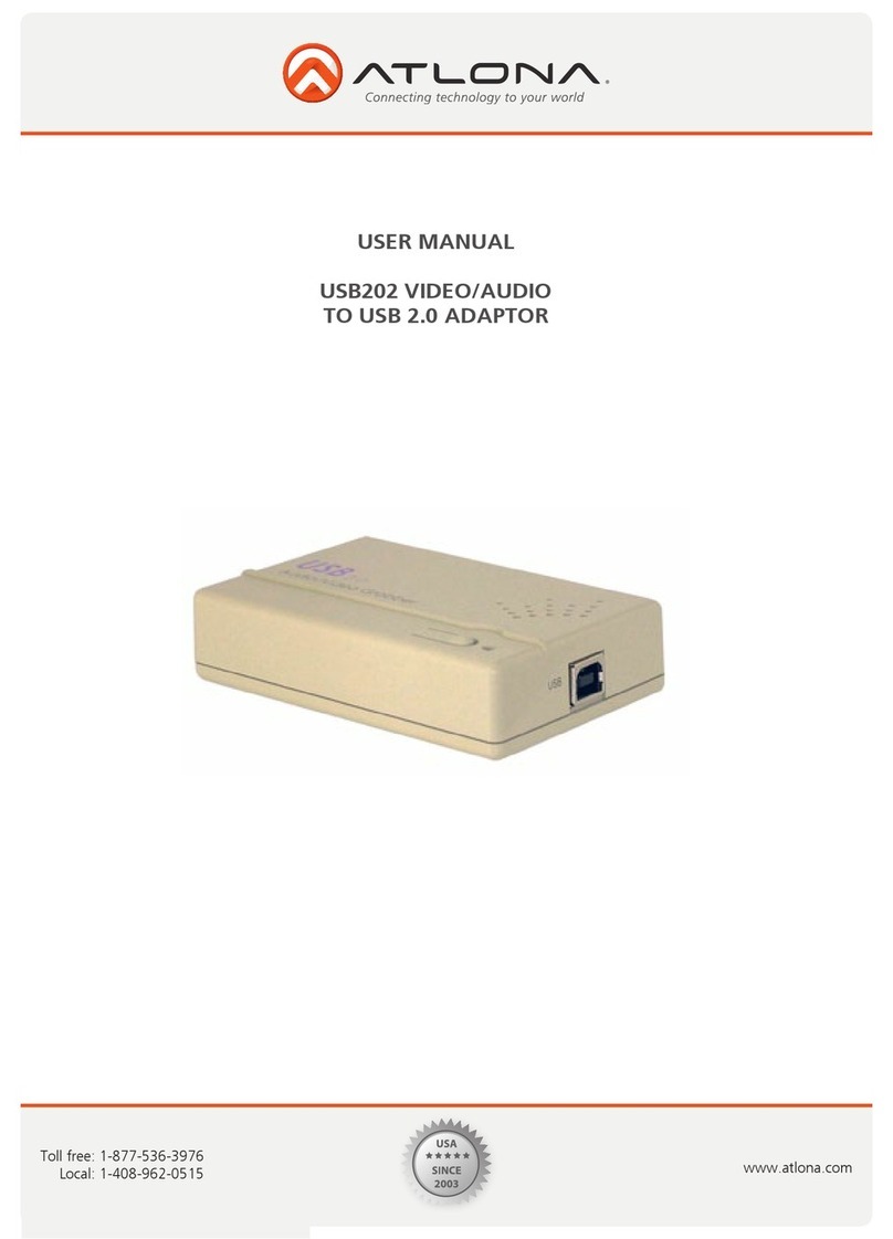 Atlona USB202 VIDEO/AUDIO TO USB 2.0 ADAPTOR User manual