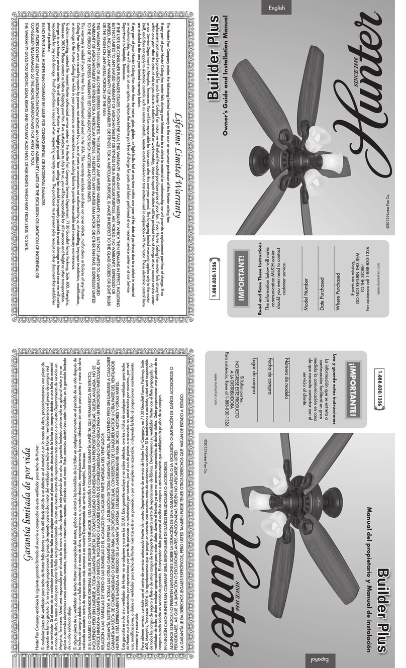 Hunter Builder Plus Owner's guide and installation manual Hunter Builder Plus Owner's guide and installation manual