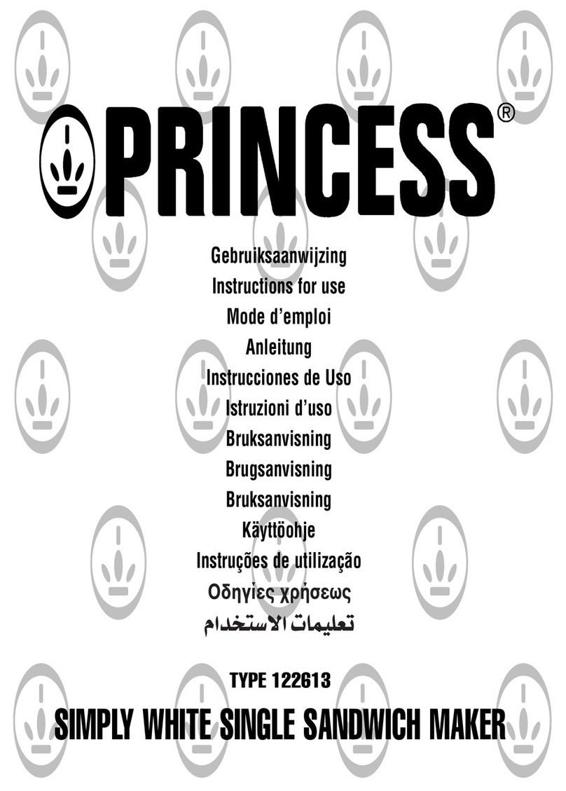 Princess SIMPLY WHITE SINGLE SANDWICH MAKER Instructions for use