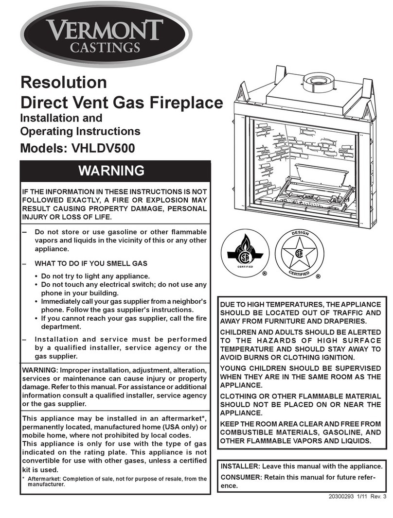 Vermont Castings Resolution VHLDV500 Installation and operating instructions