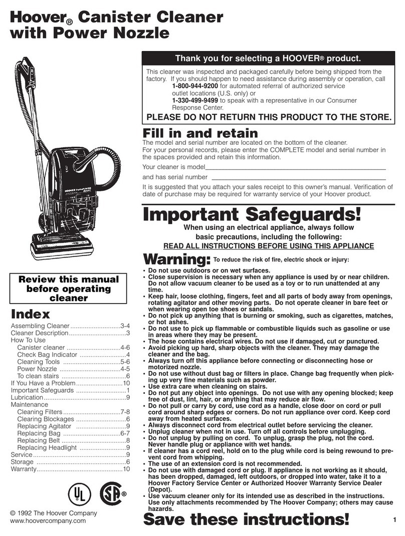 Hoover Canister Cleaner user guide