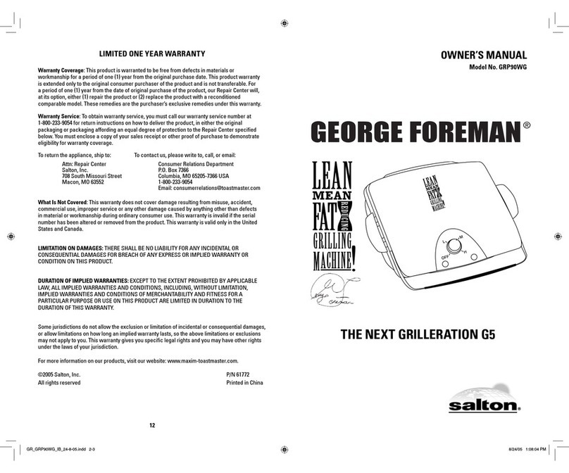 George Foreman GRP90WG Series User manual George Foreman GRP90WG Series User manual