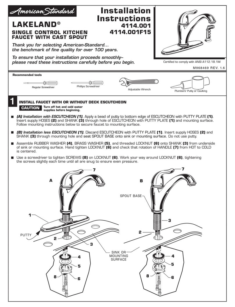 American Standard LAKELAND 4114.001 installation instructions