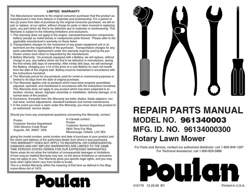 Poulan Pro 961340003 Repair parts manual