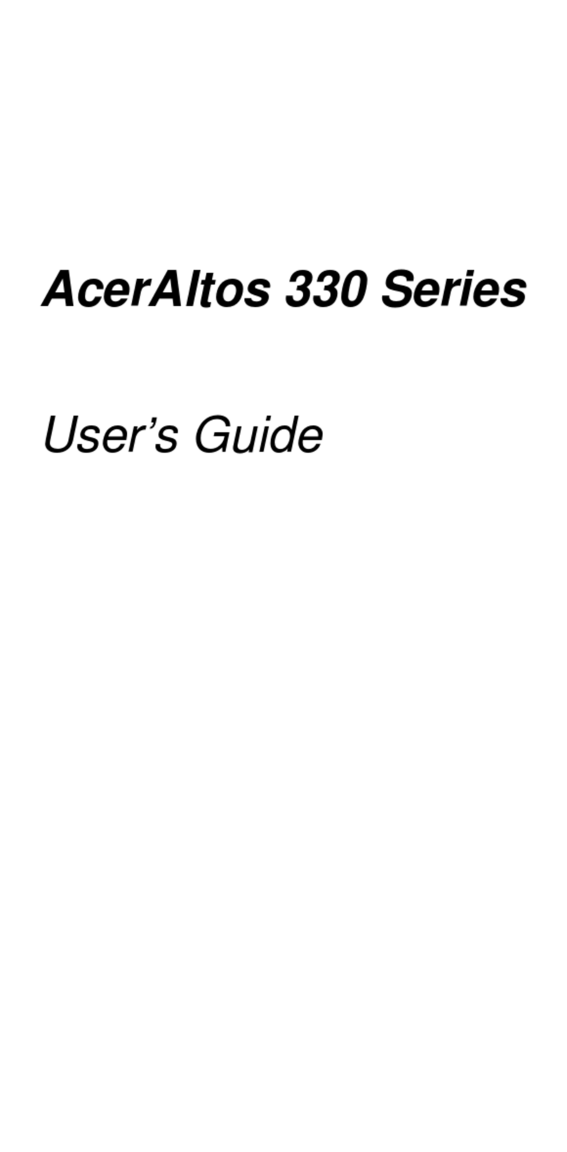 Acer Altos 330 Series User manual