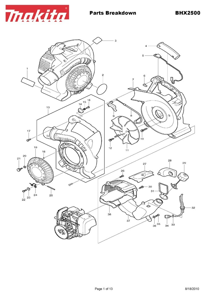 Makita BHX250 parts list