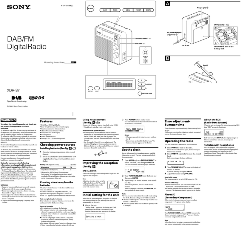 Sony XDR-S7 User manual