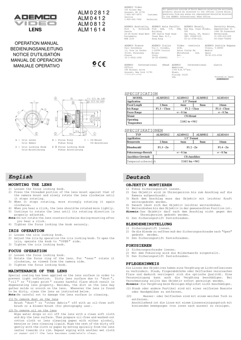 ADEMCO ALM02812 Operation manual