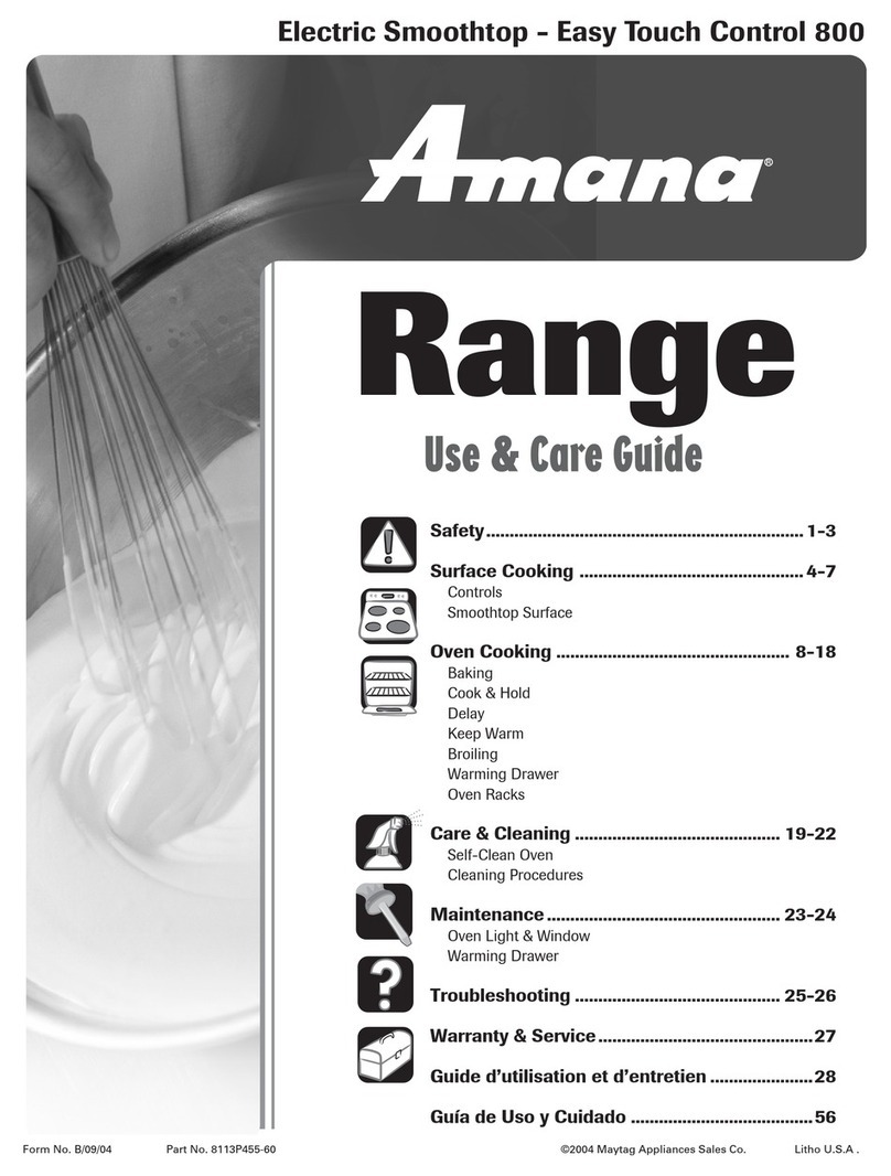 Amana EASY TOUCH CONTROL Easy Touch Control 800 User manual