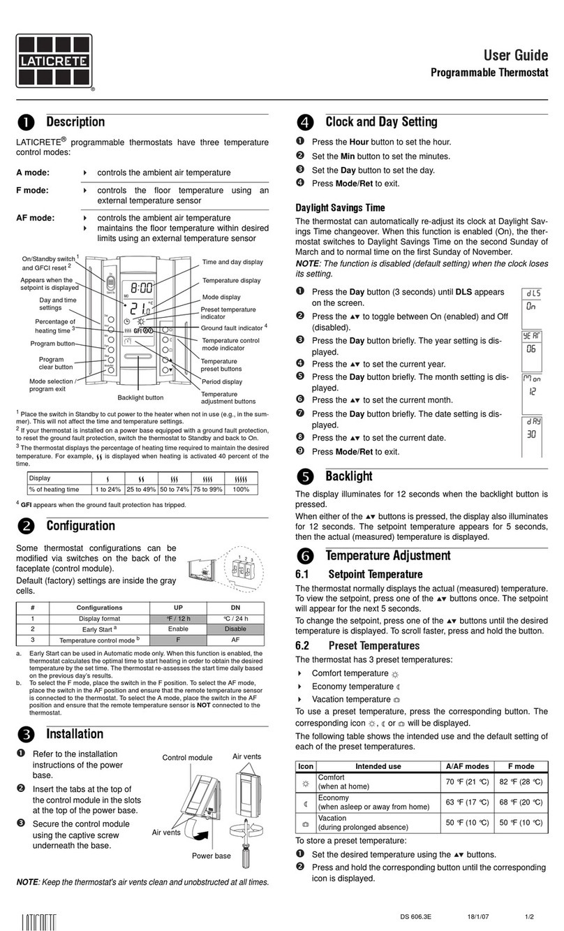 LATICRETE Programmable Thermostat User manual