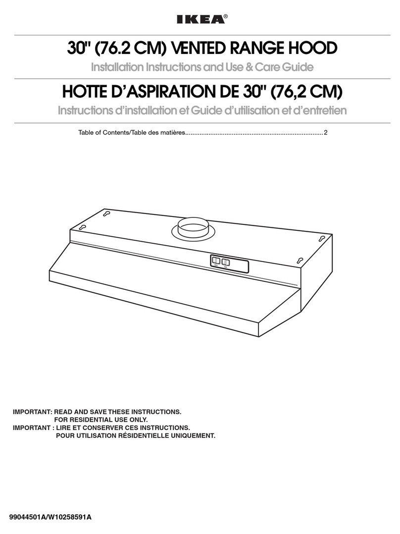 IKEA Vented Range Hood Installation Instructions and Use & Care Guide