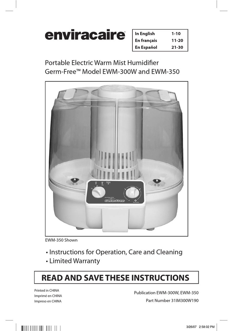Enviracaire Germ-Free EWM-300W Instructions for operation and care