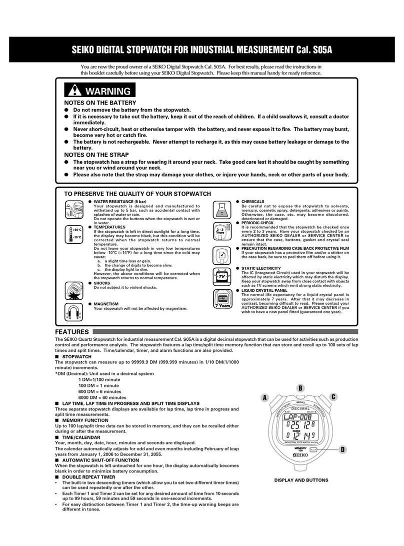 Seiko Cal. S05A instruction manual